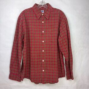 OLD NAVY Men's Size Large Classic Red Plaid Casual Button Up 100% Cotton Shirt